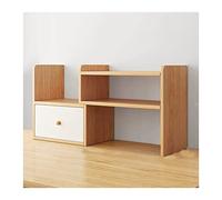 Vitrine Organiseur de bureau, support rangement, petite bibliothèque avec 1 petit tiroir, présentoir réglable en bois Bibliothèque(L(30-60)*17 * 35cm)