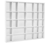 Vitrine Plateau Étagère en Bois Blanche - CREATIVE DECO - 28 Compartiments - Rangement des Bijoux et Perles