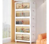 Vitrine pliante sans installation, vitrine à double porte en perspective, capacité de charge élevée, adaptée pour le salon, la salle d'étude, etc. (couleur : blanc, dimensions : 69,8 x 46 x 193,3 cm)