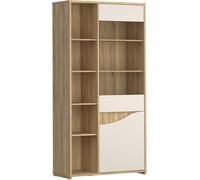 Vitrine - POEM - 2 portes dont 1 vitrée - Sable / Chêne - 99,5 x 42, 196,6 cm