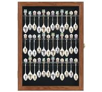 Vitrine pour 36 cuillères à café souvenirs en bois massif avec porte en verre Finition noyer
