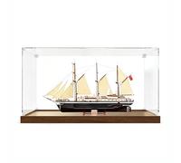 Vitrine pour bateau d'expédition LE*GO 10335 Endu*rance - Vitrine en acrylique, couvercle de protection transparent, boîte de rangement anti-poussière (ton bois)