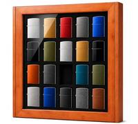 Vitrine pour briquets (par exemple Zippo) en bois, vitrine, vitrine, vitrine, présentoir à suspendre de 20 briquets de collection (noir) (bois)