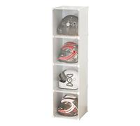 Vitrine pour casque de moto - Armoire de rangement en acrylique pour collections de casques, vêtements, sacs et livres - Blanc 36,5 x 36,5 x 144 cm - Protection et vitrine élégante