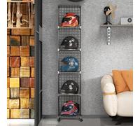 Vitrine pour casque de moto - Support d'armoire en métal sur pied pour casque de pompier et chapeaux durs - Présentoir modulaire empilable pour casquettes de baseball et plus encore