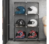 Vitrine pour casque de moto - Support d'armoire en métal sur pied pour casque de pompier et chapeaux durs - Présentoir modulaire empilable pour casquettes de baseball et plus encore