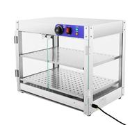Vitrine pour chauffe-plats commerciaux avec éclairage LED, puissance de 800 W, 2 étages, 50 x 30 cm par étage, idéale pour les restaurants et les boulangeries
