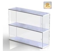 Vitrine pour Collection Boite Plexiglas, Vitrine en Acrylique Verre Transparente 2 Niveaux pour Funko Pop, Vitrines et Rangements avec Porte pour Lego Minifigures (Blanc, 39.5x9.6x27.5 cm)