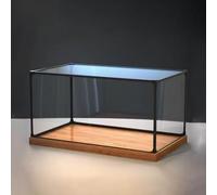 Vitrine pour Collection Boîtes en Acrylique Transparentes pour L'affichage D'objets de Collection, Boîte de Rangement en Cube Anti-poussière avec Base en Bois, Boîte Transparente Empilable(45x40x35cm(