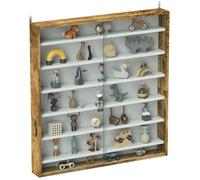 Vitrine pour collection - HOMCOM - 6 étagères réglables en hauteur et 2 portes coulissantes en verre - 80 x 9,5 x 83 cm - marron