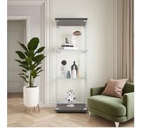 Vitrine pour Collection - Noire - 3 Étagères - Double Verrou - Verre Trempé Sécurisé