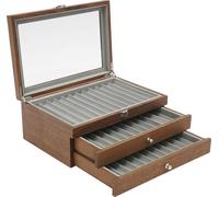 Vitrine pour stylos à plume, organisateur à 3 niveaux, capacité de 34 compartiments, bois de noyer, 31x20x12,5 cm