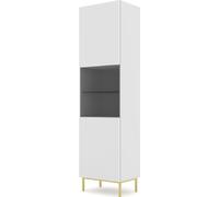 Vitrine RAVENNA L 60 cm 1D cadre BLANC MAT / BLANC MAT Vitrine en verre avec pieds en métal vitré Sideboard MDF avec 5 étagères Highboard armoire avec fronts fraisés étagères armoire côté meuble vitri