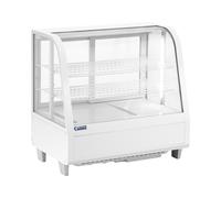 Royal Catering RCCC-100-WT Vitrine Réfrigérée Pâtisserie De Boulangerie Présentoir Réfrigéré (Volume : 100 l, Température : 2 - 10 °C, 3 niveaux, Éclairage LED, Inox), Blanc