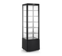 Vitrine Réfrigérée 4 Faces Vitrées 235L - 1713 mm - Froid Ventilé - 0/+12°C - Éclairage LED - Sur Roues - Noire