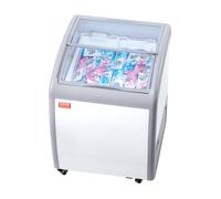 VEVOR Vitrine Réfrigérée à Crème Glacée Commerciale, Comptoir à Glace 154 L, Congélateur Mobile avec Dessus en Verre, 2 Paniers Métalliques, 2 Portes Coulissantes en Verre, Roulettes Verrouillables