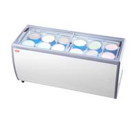 Vitrine Réfrigérée à Crème Glacée Commerciale-VEVOR-Comptoir à Glace 576 L-Congélateur Mobile avec Dessus en Verre-Blanc