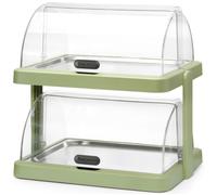 Hendi Vitrine réfrigérée double Duo UNIQ – couvercles coulissants roll-top, plateaux inox, verte