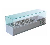 Vitrine saladette réfrigérée - 1200 mm (4 GN 1/3) - +2/+8°C - Inox - Thermostat électronique