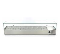 Vitrine Saladette Réfrigérée 180 cm - Froid Ventilé - Acier Inoxydable - Capacité 8 Bacs GN 1/3 - Idéale pour Pizzerias et Restaurants