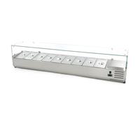 Vitrine Saladette Réfrigérée 200 cm - Capacité 9 Bacs GN 1/3 - Froid Ventilé - Acier Inoxydable - Idéale pour Pizzerias et Restaurants
