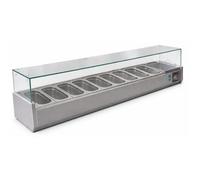 Générique Vitrine Saladette Réfrigérée à Ingrédients 2000 mm - 10 x GN 1/4 - +2°C/+8°C - Inox