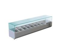 Vitrine Saladette Réfrigérée 180 cm - Froid Ventilé - Acier Inoxydable - Capacité 8 Bacs GN 1/3 - Idéale pour Pizzerias et Restaurants