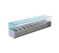 Vitrine Saladette Réfrigérée à Ingrédients 1800 mm - 8 Bacs GN 1/3 - +2/+8°C - Inox - Vitrée