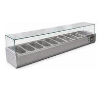 Vitrine Saladette Réfrigérée à Ingrédients 2000 mm - 9 Bacs GN 1/3 - +2/+8°C - Inox - Vitrée