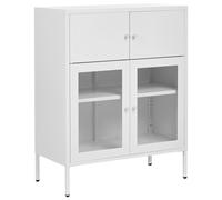 Vitrine Scandinave en Métal à 2 Portes et 2 Portes Vitrées Blanche Esholt
