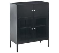 Vitrine Scandinave en Métal à 2 Portes et 2 Portes Vitrées Noire Esholt