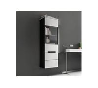Vitrine suspendu 36x33x125cm décor blanc et anthracite - KANUT