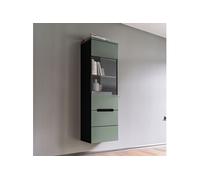 Vitrine suspendu 36x33x125cm décor vert et anthracite - KANUT