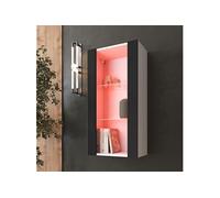 Vitrine Suspendue Komodee TIVOLI - LED RVB - Noir et Blanc - Facades en Mat - 50 x 100 x 29 cm