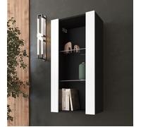 Vitrine Suspendue Komodee TIVOLI - sans LED - Blanc et Noir - Facades en Mat - 50 x 100 x 29 cm