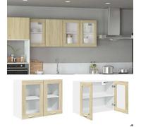 Vitrine Suspendue ""lyon"" Cabinet de cuisine 1 PC Buffet vaisselier bois d'ingénierie - chêne sonoma - 80 x 31 x 60 cm@xcr10z