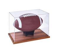 Vitrine transparente | 30 x 20 x 17 cm Base en bois transparent - Grande vitrine en acrylique pour poupées de football, souvenirs, statues de figurines, bureau, salon, rangement de la maison