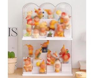 Vitrine Transparente À Plusieurs Niveaux, Vitrine Pour Objets De Collection, Couvercle Supérieur Amovible, Facile À Nettoyer(White,Square+Cloud)