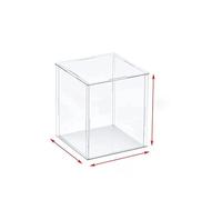 Vitrine transparente en acrylique 75 tailles avec base blanche pour figurines, jouets et objets de collection 20 cm de hauteur, 30 x 30 cm de base, parfaite pour les collectionneurs.