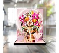 Vitrine transparente en acrylique pour Lego 10342 - Boîte cadeau or rose - Modèle floral - Boîte transparente - Boîte de rangement - Boîte anti-poussière (modèle non inclus) (fond 2-3 mm)