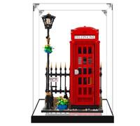 Vitrine transparente en acrylique pour Lego 21347 modèle de cabine téléphonique rouge, boîte transparente, boîte de rangement, boîte anti-poussière (modèle non inclus) (base miroir 2 mm)