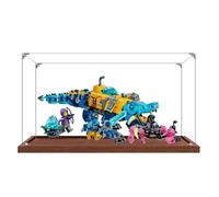 Vitrine transparente en acrylique pour Lego 71512 modèle sous-marin crocodile boîte transparente boîte de rangement boîte anti-poussière (modèle non inclus) (base marron 2 mm)