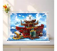 Vitrine transparente en acrylique pour Lego 75640 Sea Restaurant Model, boîte transparente de 3 mm, boîte de rangement, boîte anti-poussière (modèle non inclus) (base blanche 3 mm)
