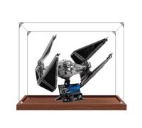 Vitrine transparente en acrylique pour modèle Lego 75382 Interceptor, boîte transparente, boîte de rangement, boîte anti-poussière (modèle non inclus) (base marron, 3 mm)