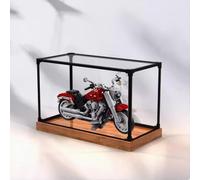 Vitrine transparente en acrylique pour modèles de motos Lego 10269, anti-poussière (boîte de présentation uniquement) (base en grain de bois)