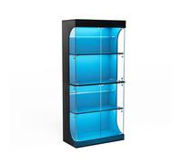 Vitrine ULEVR en verre avec éclairage LED et capteur de mouvement Noir 80 x 35 x 165 cm
