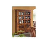 Vitrine/Vaisselier, Bois massif d'acacia laqué (Miel) - Style colonial - OXFORD #0456