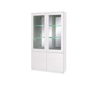 Vitrine vaisselier FABIO - Blanc Brillant avec LED - Style Design - 110 x 190 x 40 cm