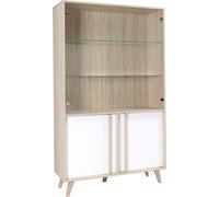 Vitrine, vaisselier, meuble argenté MALMO grand modèle + LED. Meuble de style scandinave idéal pour votre salle à manger.
