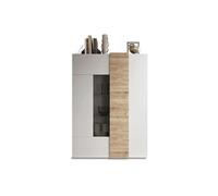 Vitrine Venezia 2 portes Aucune blanc laqué brillant chêne Cadiz 121x169x44cm